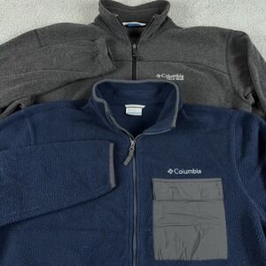 LOT OF 2 Columbia Jacket Mens XL Full Zip Fleece Windbreaker Outdoor Hiking Coat
